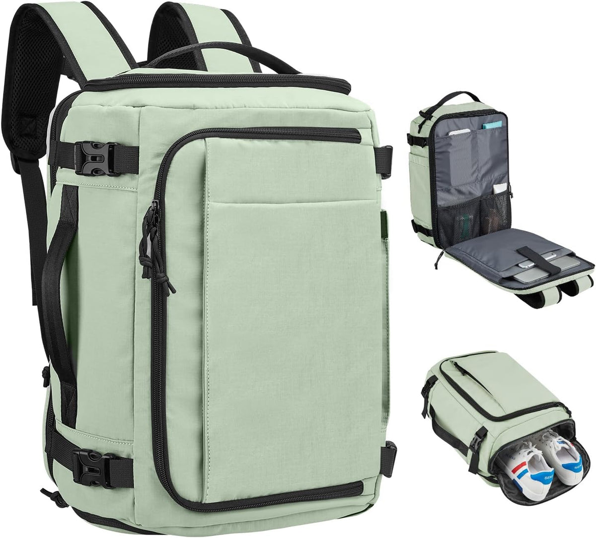 Carry On Travel Backpack Flight Approved Laptop Backpack Business Work Backpack for Women Men Large Capacity Casual Daypack with Wet/Dry Separation Pockets, Dark Green