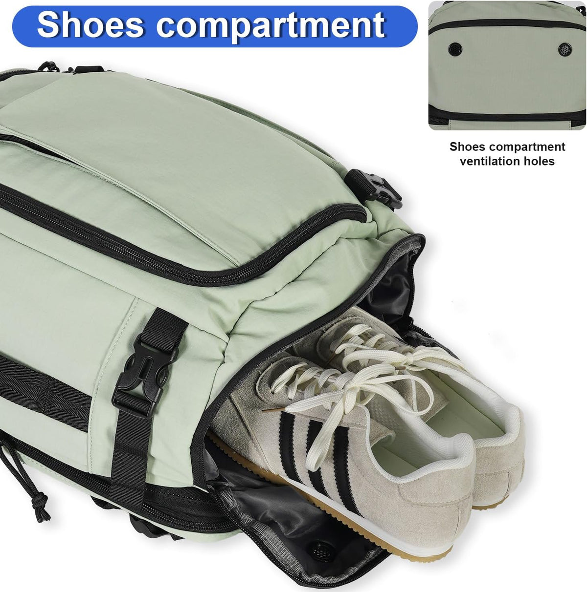 Carry On Travel Backpack Flight Approved Laptop Backpack Business Work Backpack for Women Men Large Capacity Casual Daypack with Wet/Dry Separation Pockets, Dark Green