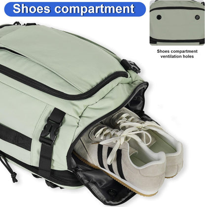 Carry On Travel Backpack Flight Approved Laptop Backpack Business Work Backpack for Women Men Large Capacity Casual Daypack with Wet/Dry Separation Pockets, Dark Green