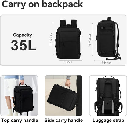 Carry On Travel Backpack Flight Approved Laptop Backpack Business Work Backpack for Women Men Large Capacity Casual Daypack with Wet/Dry Separation Pockets, Dark Green