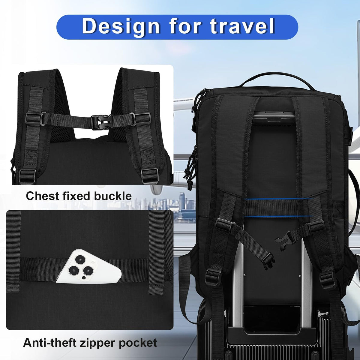 Carry On Travel Backpack Flight Approved Laptop Backpack Business Work Backpack for Women Men Large Capacity Casual Daypack with Wet/Dry Separation Pockets, Dark Green