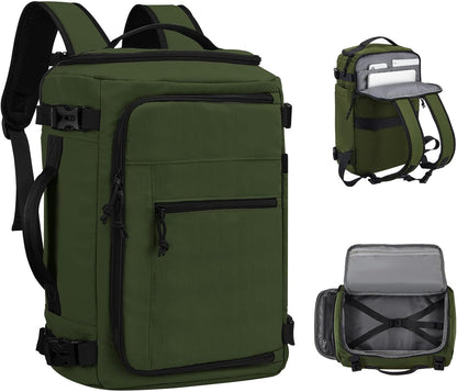 Carry On Travel Backpack Flight Approved Laptop Backpack Business Work Backpack for Women Men Large Capacity Casual Daypack with Wet/Dry Separation Pockets, Dark Green