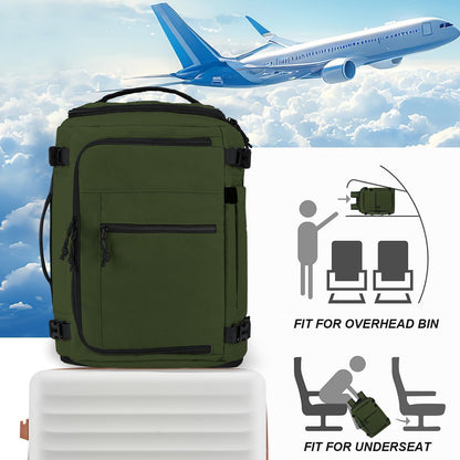 Carry On Travel Backpack Flight Approved Laptop Backpack Business Work Backpack for Women Men Large Capacity Casual Daypack with Wet/Dry Separation Pockets, Dark Green
