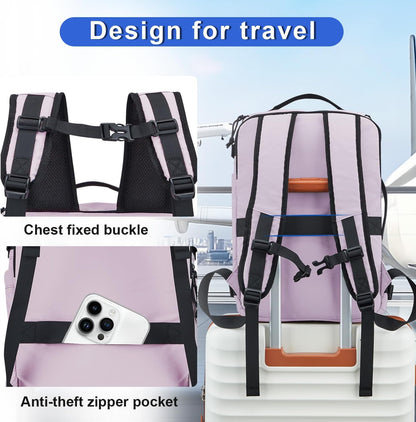 Carry On Travel Backpack Flight Approved Laptop Backpack Business Work Backpack for Women Men Large Capacity Casual Daypack with Wet/Dry Separation Pockets, Dark Green