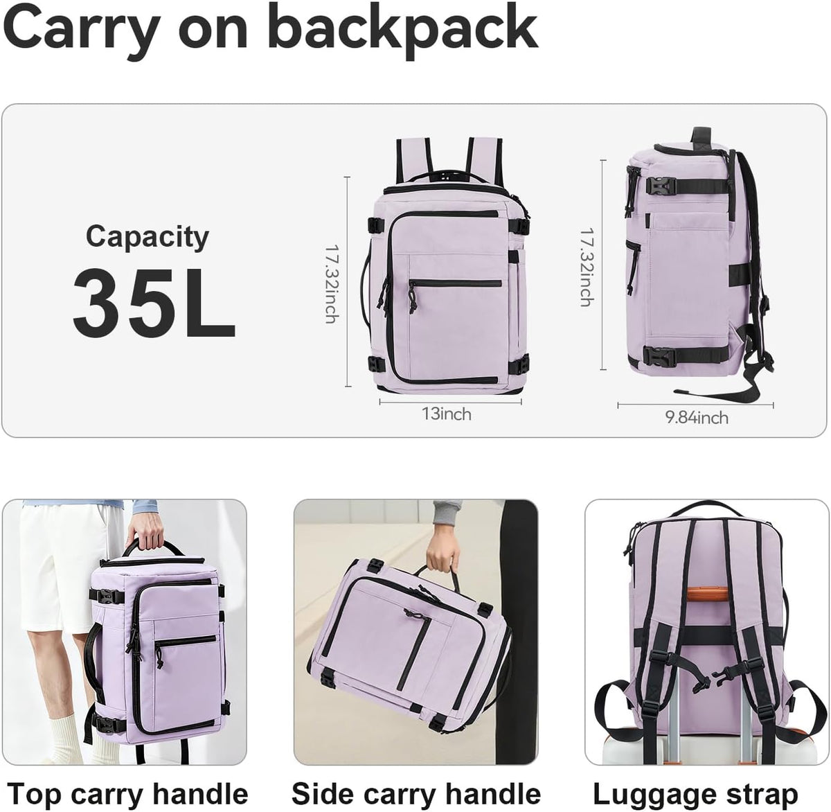 Carry On Travel Backpack Flight Approved Laptop Backpack Business Work Backpack for Women Men Large Capacity Casual Daypack with Wet/Dry Separation Pockets, Dark Green