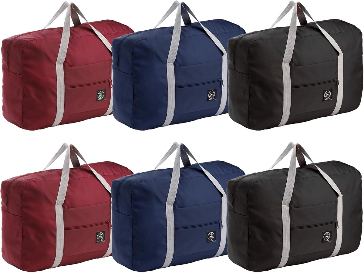 6 Pcs Foldable Travel Duffel Bags, Waterproof Weekender Overnight Tote Bags Personal Item Bag Lightweight Carry-on Luggage Bags for Sports, Gym, Outing, Vacation