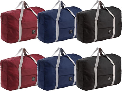 6 Pcs Foldable Travel Duffel Bags, Waterproof Weekender Overnight Tote Bags Personal Item Bag Lightweight Carry-on Luggage Bags for Sports, Gym, Outing, Vacation