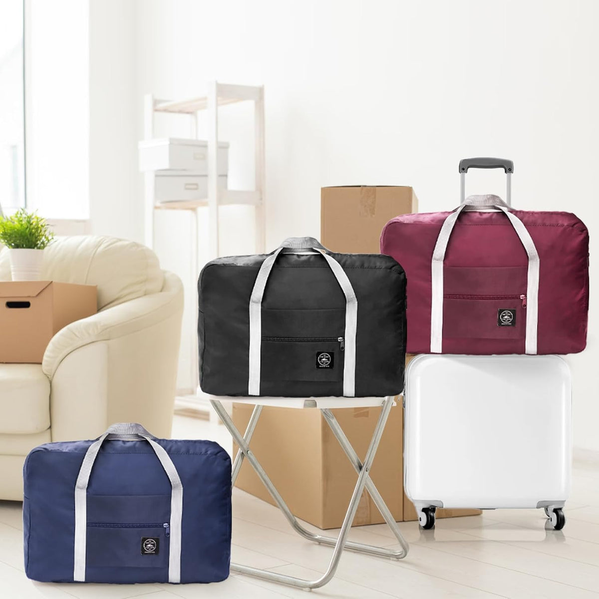 6 Pcs Foldable Travel Duffel Bags, Waterproof Weekender Overnight Tote Bags Personal Item Bag Lightweight Carry-on Luggage Bags for Sports, Gym, Outing, Vacation