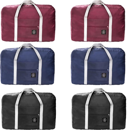 6 Pcs Foldable Travel Duffel Bags, Waterproof Weekender Overnight Tote Bags Personal Item Bag Lightweight Carry-on Luggage Bags for Sports, Gym, Outing, Vacation