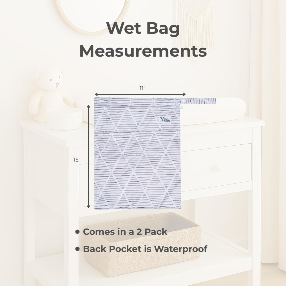 Wet Dry Bags with Two Zippered Pockets - Reusable and Washable Wet Bag for Swimming, Travel, Beach, Pool, Daycare, Cloth Diapers, Toiletries and Swimsuits - 11x15 - Boho - 2 Pack