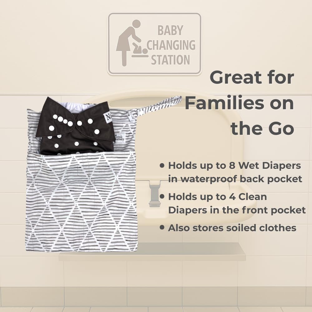 Wet Dry Bags with Two Zippered Pockets - Reusable and Washable Wet Bag for Swimming, Travel, Beach, Pool, Daycare, Cloth Diapers, Toiletries and Swimsuits - 11x15 - Boho - 2 Pack