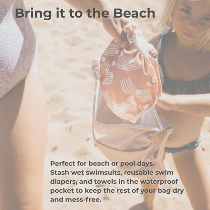 Wet Dry Bags with Two Zippered Pockets - Reusable and Washable Wet Bag for Swimming, Travel, Beach, Pool, Daycare, Cloth Diapers, Toiletries and Swimsuits - 11x15 - Boho - 2 Pack