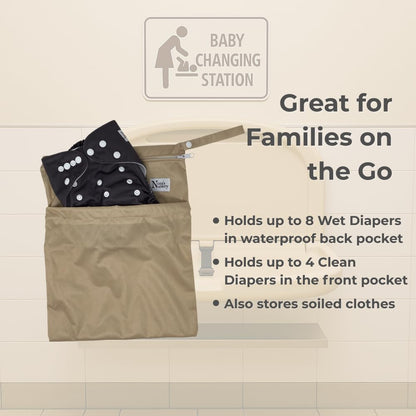 Wet Dry Bags with Two Zippered Pockets - Reusable and Washable Wet Bag for Swimming, Travel, Beach, Pool, Daycare, Cloth Diapers, Toiletries and Swimsuits - 11x15 - Boho - 2 Pack