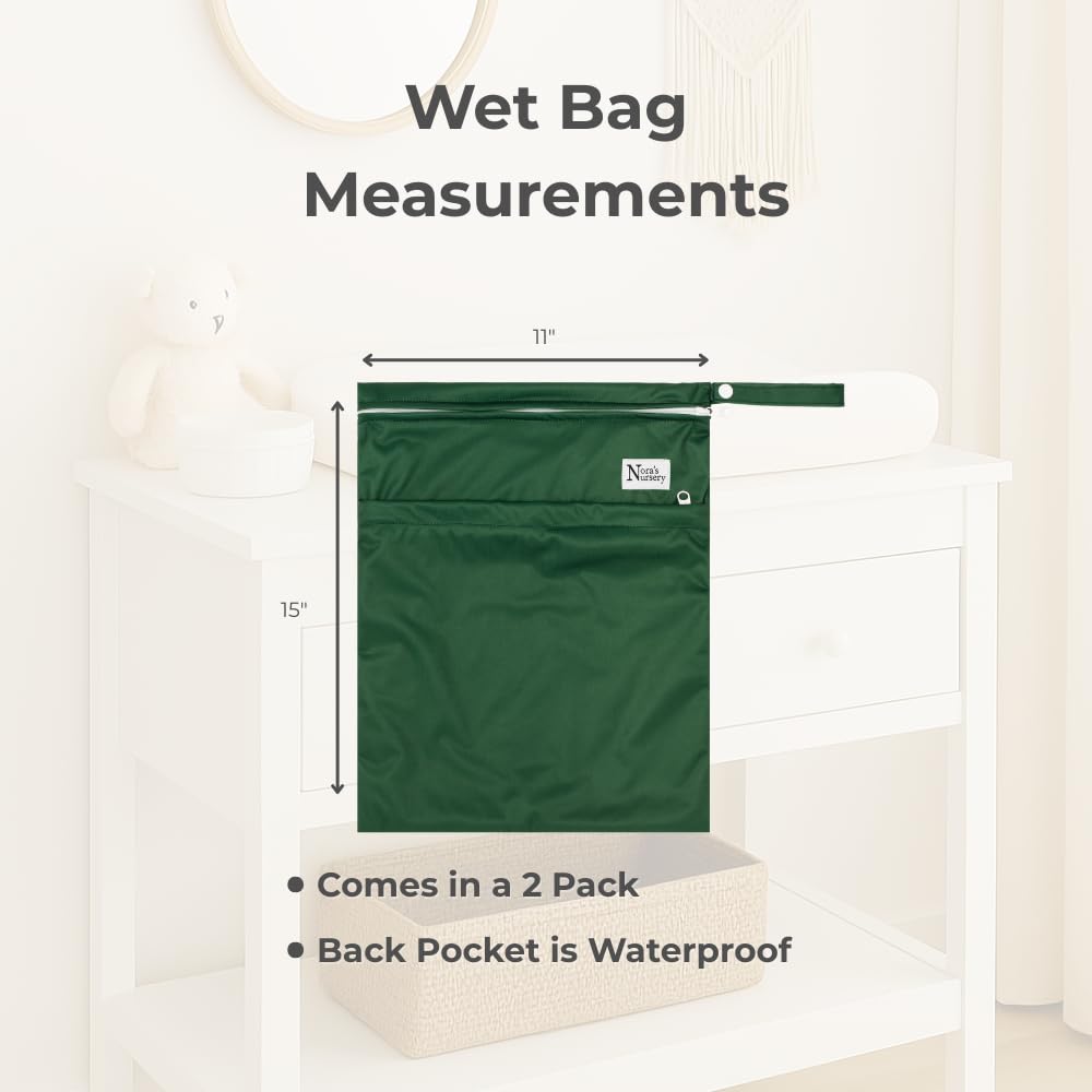 Wet Dry Bags with Two Zippered Pockets - Reusable and Washable Wet Bag for Swimming, Travel, Beach, Pool, Daycare, Cloth Diapers, Toiletries and Swimsuits - 11x15 - Boho - 2 Pack