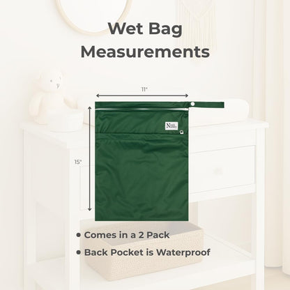 Wet Dry Bags with Two Zippered Pockets - Reusable and Washable Wet Bag for Swimming, Travel, Beach, Pool, Daycare, Cloth Diapers, Toiletries and Swimsuits - 11x15 - Boho - 2 Pack