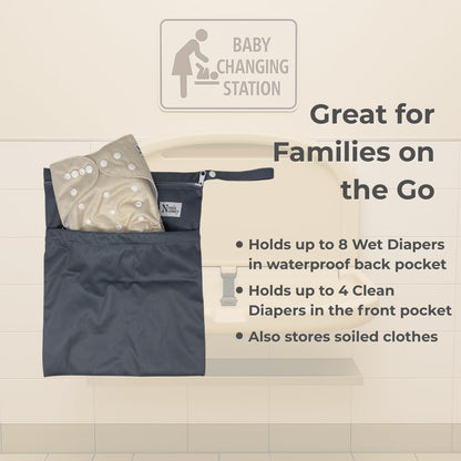 Wet Dry Bags with Two Zippered Pockets - Reusable and Washable Wet Bag for Swimming, Travel, Beach, Pool, Daycare, Cloth Diapers, Toiletries and Swimsuits - 11x15 - Boho - 2 Pack