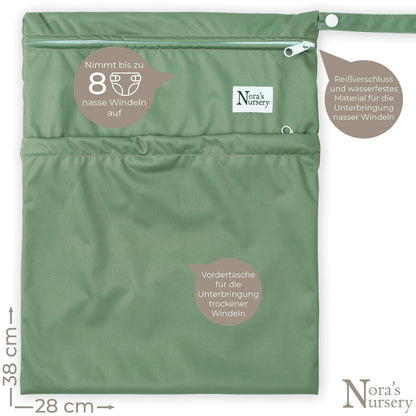Wet Dry Bags with Two Zippered Pockets - Reusable and Washable Wet Bag for Swimming, Travel, Beach, Pool, Daycare, Cloth Diapers, Toiletries and Swimsuits - 11x15 - Boho - 2 Pack