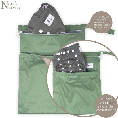 Wet Dry Bags with Two Zippered Pockets - Reusable and Washable Wet Bag for Swimming, Travel, Beach, Pool, Daycare, Cloth Diapers, Toiletries and Swimsuits - 11x15 - Boho - 2 Pack
