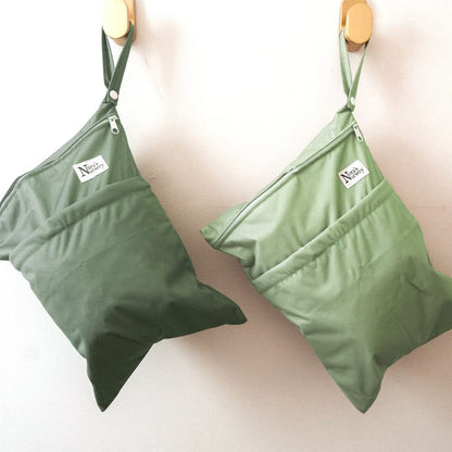 Wet Dry Bags with Two Zippered Pockets - Reusable and Washable Wet Bag for Swimming, Travel, Beach, Pool, Daycare, Cloth Diapers, Toiletries and Swimsuits - 11x15 - Boho - 2 Pack