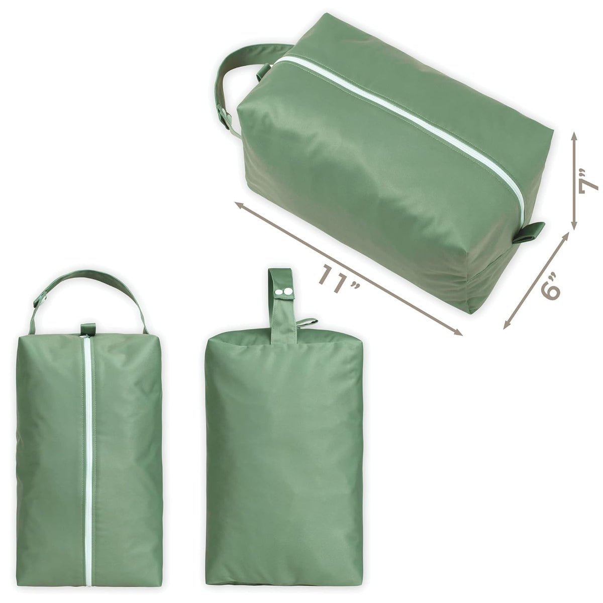 Wet Dry Bags with Two Zippered Pockets - Reusable and Washable Wet Bag for Swimming, Travel, Beach, Pool, Daycare, Cloth Diapers, Toiletries and Swimsuits - 11x15 - Boho - 2 Pack