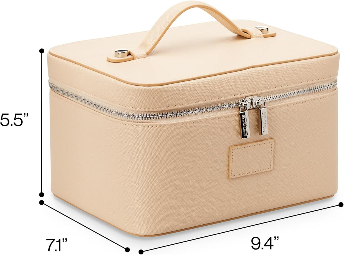 Vanity Case Lavender Pink - Stylish Travel Makeup Bag Organizer with Dividers