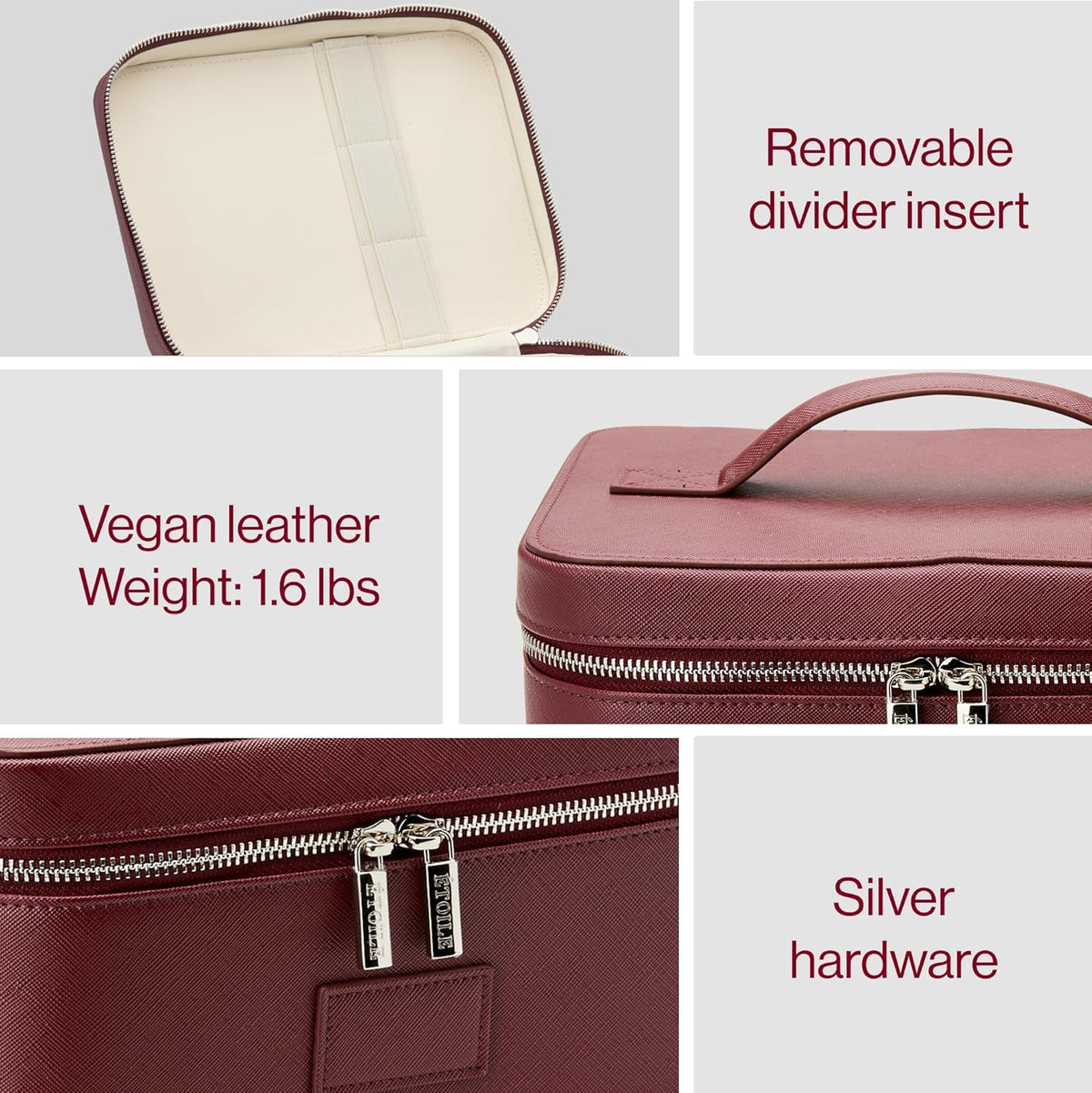 Vanity Case Lavender Pink - Stylish Travel Makeup Bag Organizer with Dividers