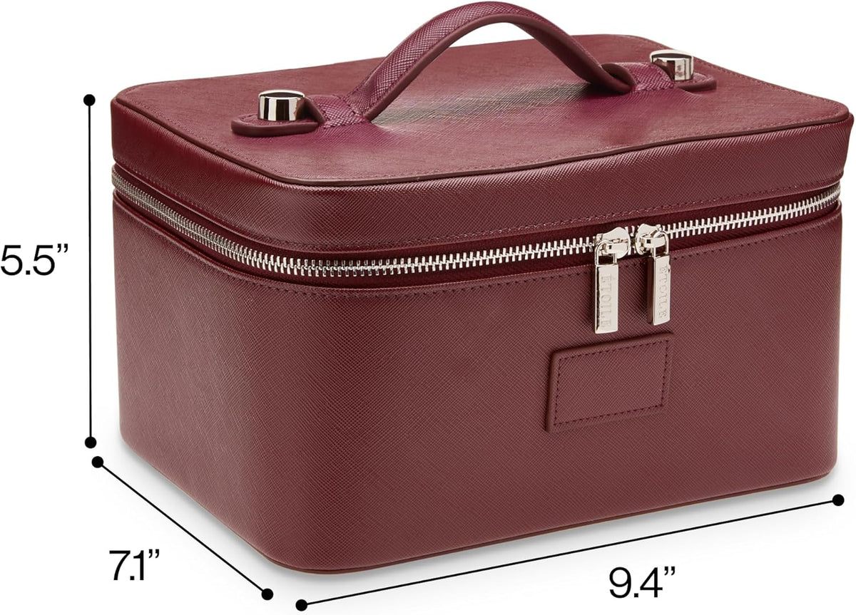 Vanity Case Lavender Pink - Stylish Travel Makeup Bag Organizer with Dividers