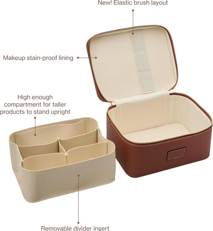 Vanity Case Lavender Pink - Stylish Travel Makeup Bag Organizer with Dividers
