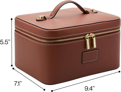 Vanity Case Lavender Pink - Stylish Travel Makeup Bag Organizer with Dividers