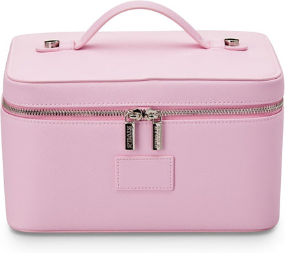 Vanity Case Lavender Pink - Stylish Travel Makeup Bag Organizer with Dividers