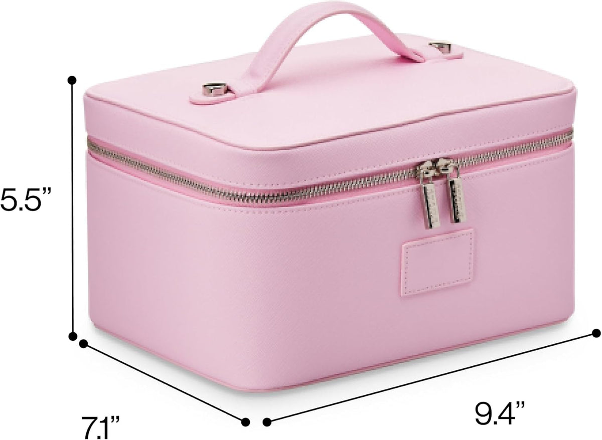Vanity Case Lavender Pink - Stylish Travel Makeup Bag Organizer with Dividers