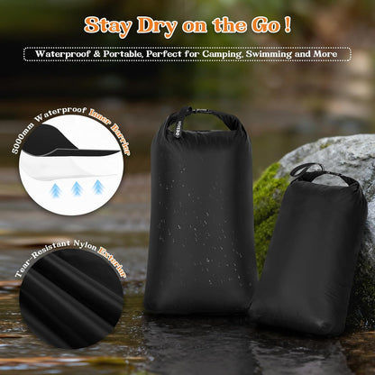 2-Pack Waterproof Travel Laundry Bags, Wet Dry Organizer to Block Odors & Prevent Suitcase Leaks, Roll-Up Dirty Clothes Pouch for Gym, Swim, Camping & Family Vacations