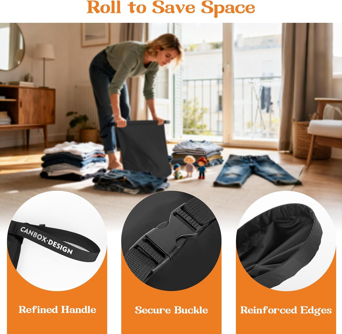 2-Pack Waterproof Travel Laundry Bags, Wet Dry Organizer to Block Odors & Prevent Suitcase Leaks, Roll-Up Dirty Clothes Pouch for Gym, Swim, Camping & Family Vacations