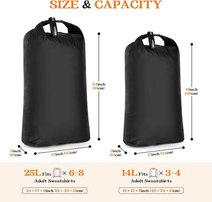 2-Pack Waterproof Travel Laundry Bags, Wet Dry Organizer to Block Odors & Prevent Suitcase Leaks, Roll-Up Dirty Clothes Pouch for Gym, Swim, Camping & Family Vacations