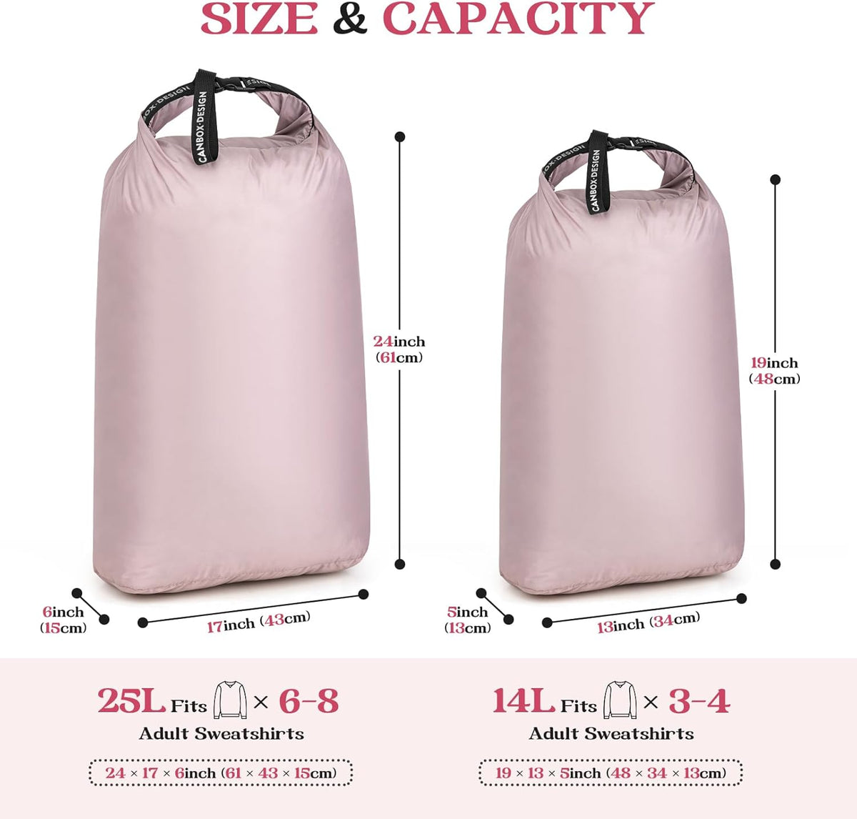 2-Pack Waterproof Travel Laundry Bags, Wet Dry Organizer to Block Odors & Prevent Suitcase Leaks, Roll-Up Dirty Clothes Pouch for Gym, Swim, Camping & Family Vacations