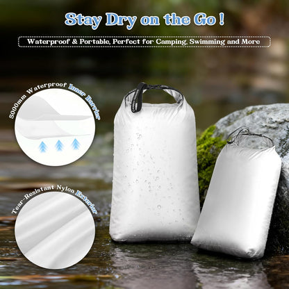 2-Pack Waterproof Travel Laundry Bags, Wet Dry Organizer to Block Odors & Prevent Suitcase Leaks, Roll-Up Dirty Clothes Pouch for Gym, Swim, Camping & Family Vacations