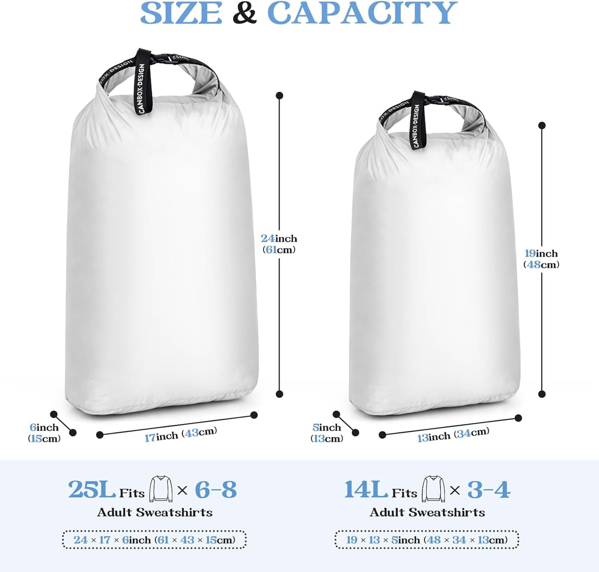 2-Pack Waterproof Travel Laundry Bags, Wet Dry Organizer to Block Odors & Prevent Suitcase Leaks, Roll-Up Dirty Clothes Pouch for Gym, Swim, Camping & Family Vacations