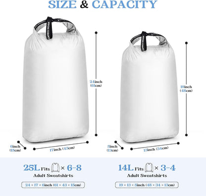 2-Pack Waterproof Travel Laundry Bags, Wet Dry Organizer to Block Odors & Prevent Suitcase Leaks, Roll-Up Dirty Clothes Pouch for Gym, Swim, Camping & Family Vacations