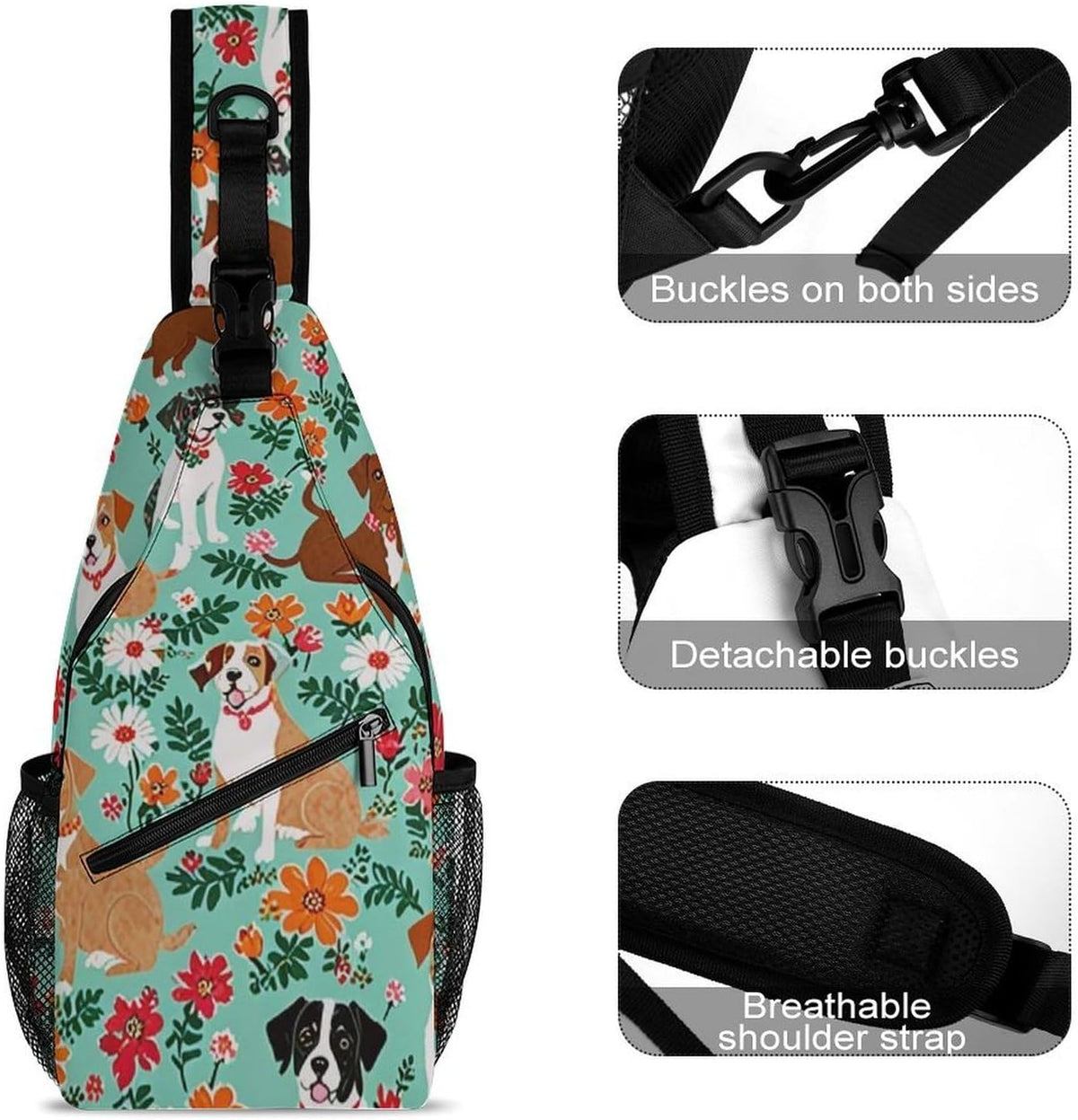 Men Women Sling Backpack Outdoor Sport Daypack Travel Bag, Multipurpose Anti-Theft Carry On Bag, Breathable Chest Sling Shoulder Backpacks Bags, Cats Animal