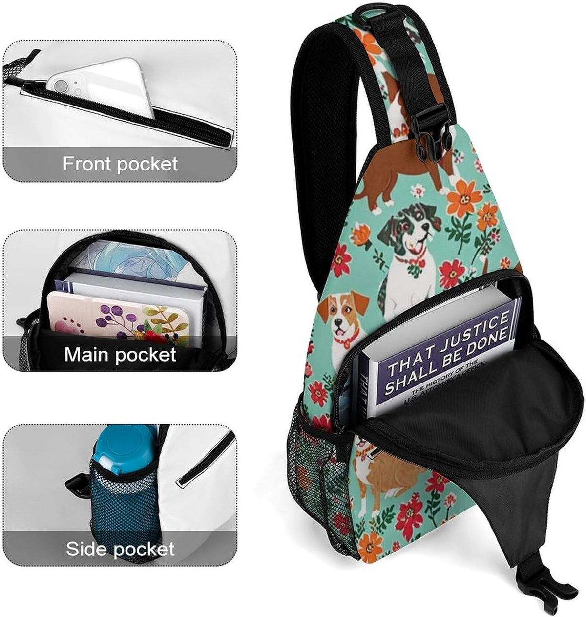 Men Women Sling Backpack Outdoor Sport Daypack Travel Bag, Multipurpose Anti-Theft Carry On Bag, Breathable Chest Sling Shoulder Backpacks Bags, Cats Animal