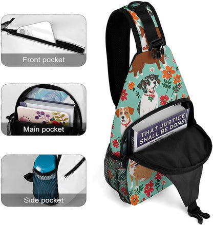 Men Women Sling Backpack Outdoor Sport Daypack Travel Bag, Multipurpose Anti-Theft Carry On Bag, Breathable Chest Sling Shoulder Backpacks Bags, Cats Animal