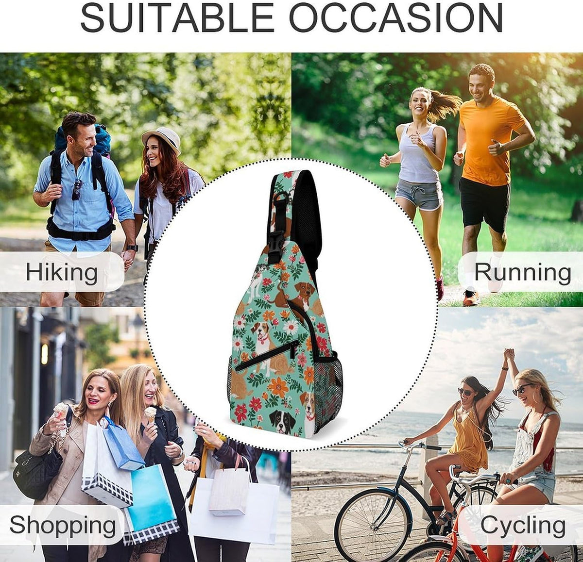 Men Women Sling Backpack Outdoor Sport Daypack Travel Bag, Multipurpose Anti-Theft Carry On Bag, Breathable Chest Sling Shoulder Backpacks Bags, Cats Animal