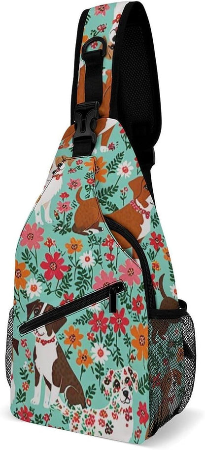 Men Women Sling Backpack Outdoor Sport Daypack Travel Bag, Multipurpose Anti-Theft Carry On Bag, Breathable Chest Sling Shoulder Backpacks Bags, Cats Animal