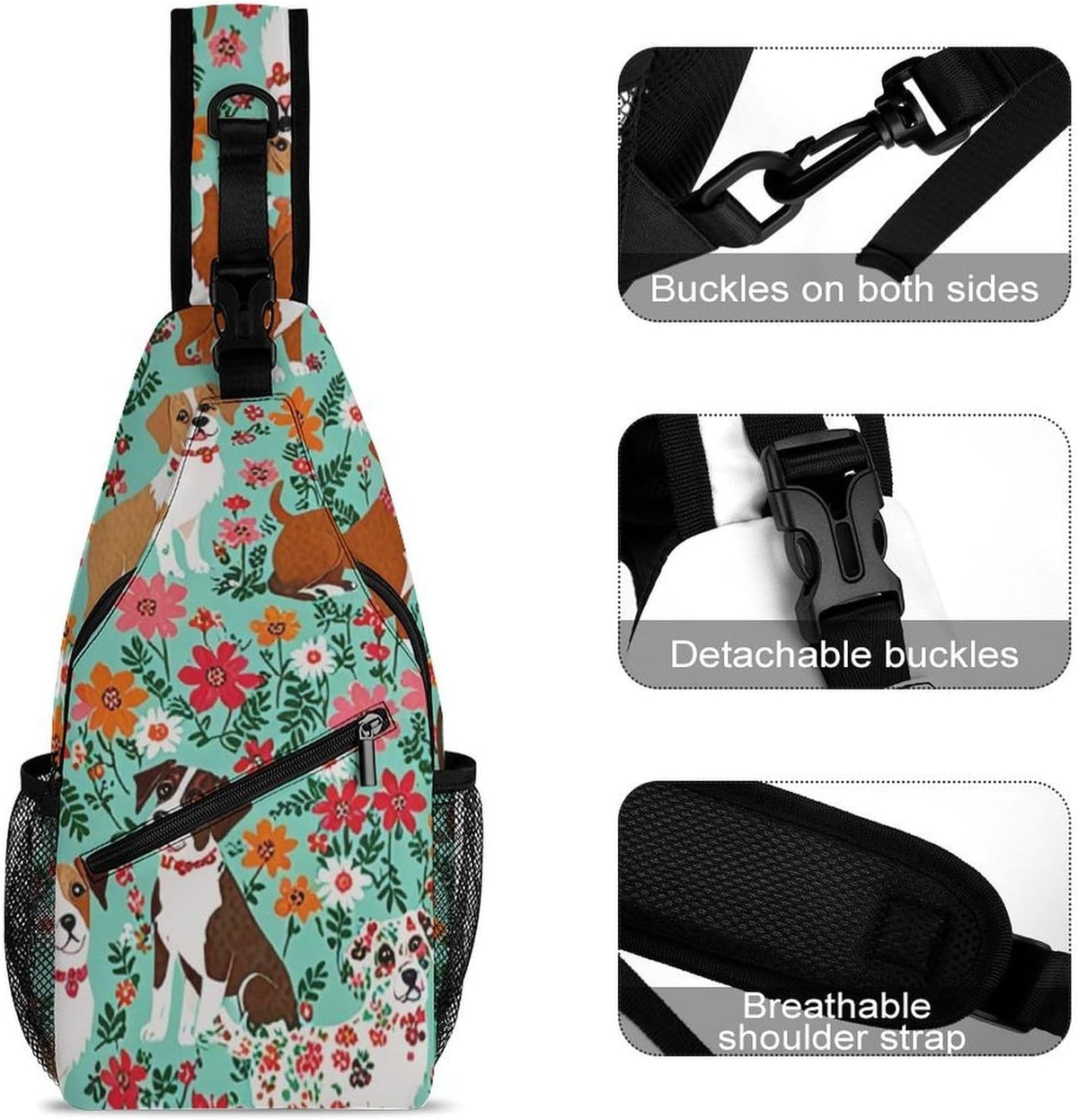 Men Women Sling Backpack Outdoor Sport Daypack Travel Bag, Multipurpose Anti-Theft Carry On Bag, Breathable Chest Sling Shoulder Backpacks Bags, Cats Animal