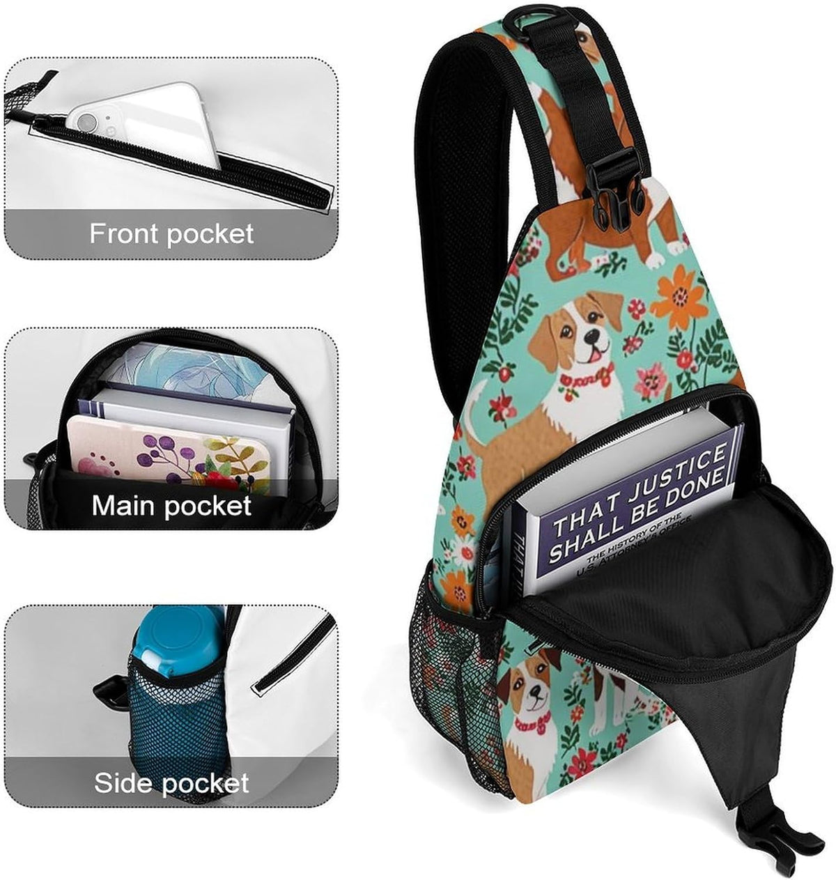 Men Women Sling Backpack Outdoor Sport Daypack Travel Bag, Multipurpose Anti-Theft Carry On Bag, Breathable Chest Sling Shoulder Backpacks Bags, Cats Animal