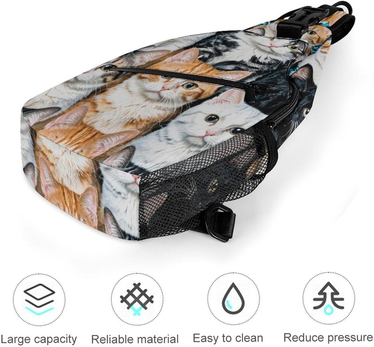 Men Women Sling Backpack Outdoor Sport Daypack Travel Bag, Multipurpose Anti-Theft Carry On Bag, Breathable Chest Sling Shoulder Backpacks Bags, Cats Animal