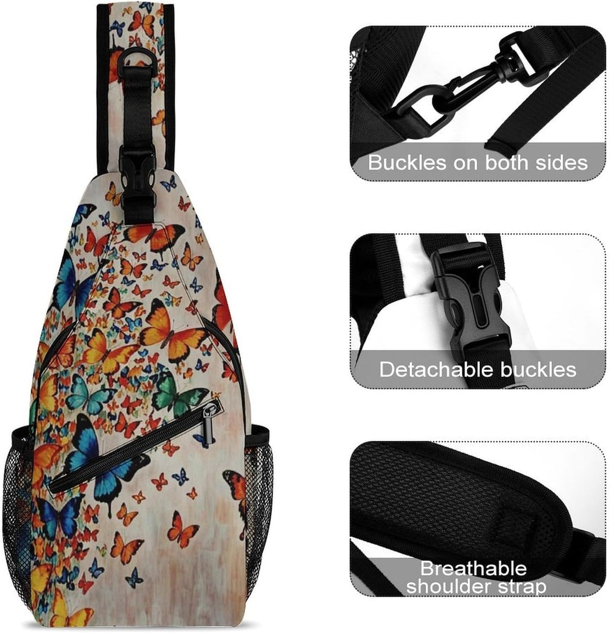 Men Women Sling Backpack Outdoor Sport Daypack Travel Bag, Multipurpose Anti-Theft Carry On Bag, Breathable Chest Sling Shoulder Backpacks Bags, Cats Animal