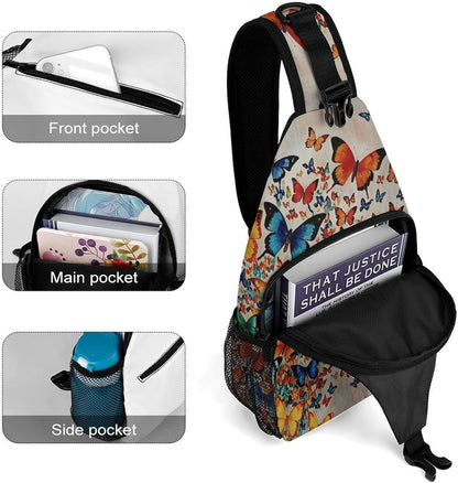 Men Women Sling Backpack Outdoor Sport Daypack Travel Bag, Multipurpose Anti-Theft Carry On Bag, Breathable Chest Sling Shoulder Backpacks Bags, Cats Animal