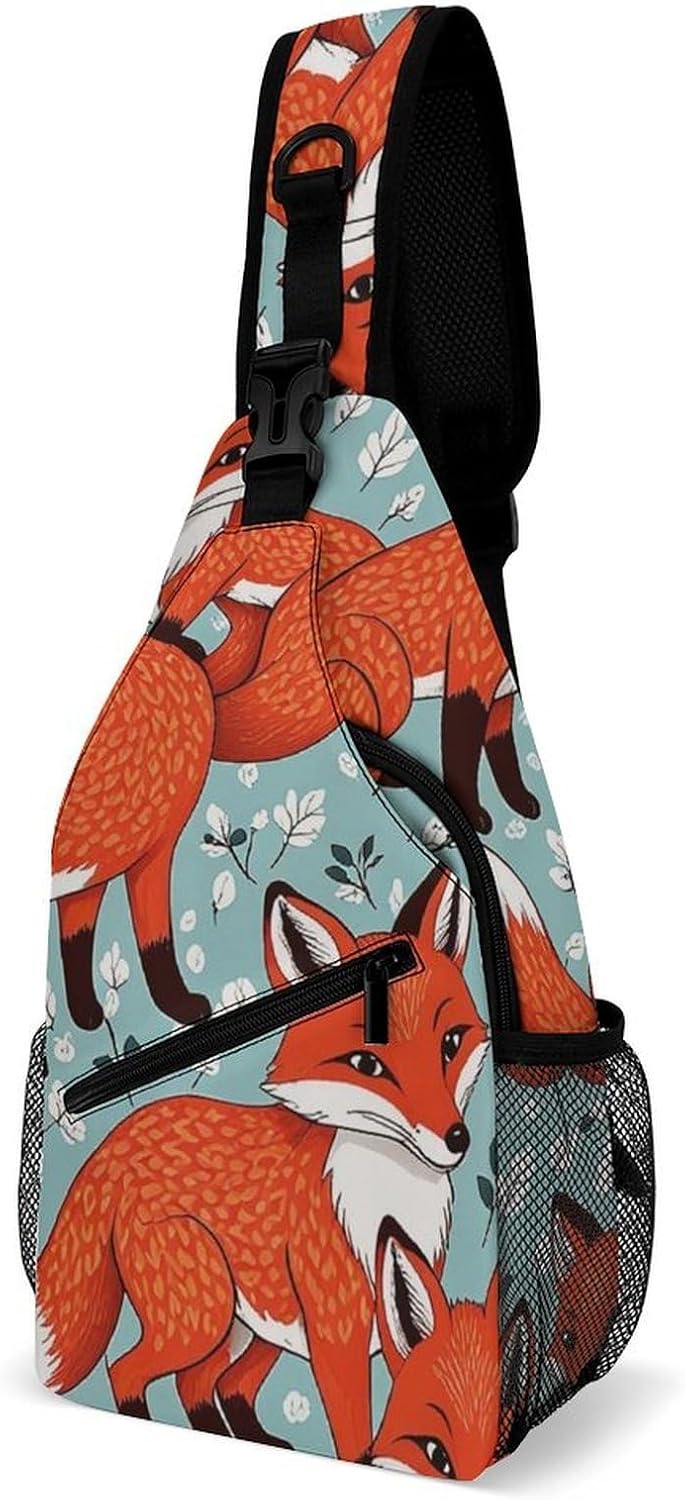 Men Women Sling Backpack Outdoor Sport Daypack Travel Bag, Multipurpose Anti-Theft Carry On Bag, Breathable Chest Sling Shoulder Backpacks Bags, Cats Animal