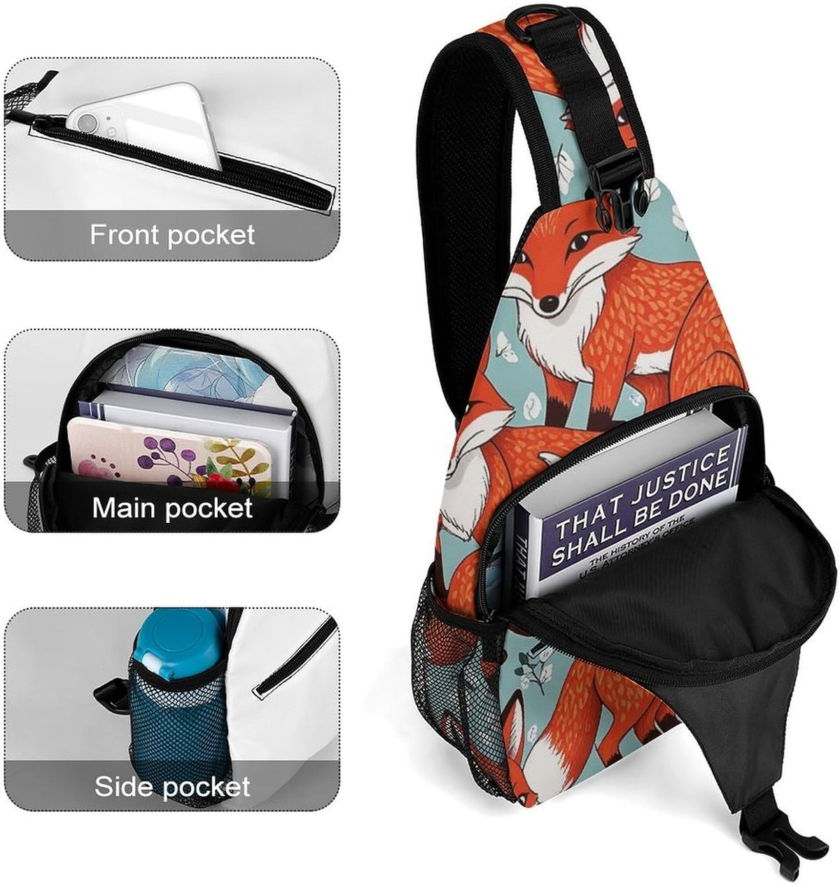 Men Women Sling Backpack Outdoor Sport Daypack Travel Bag, Multipurpose Anti-Theft Carry On Bag, Breathable Chest Sling Shoulder Backpacks Bags, Cats Animal